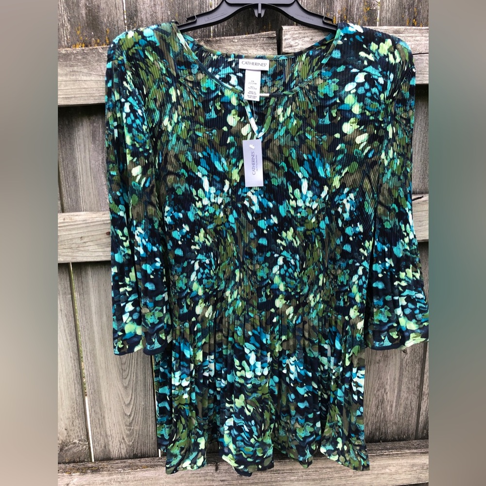 Catherines Tunic Green Multi Color Size 2x - image 1